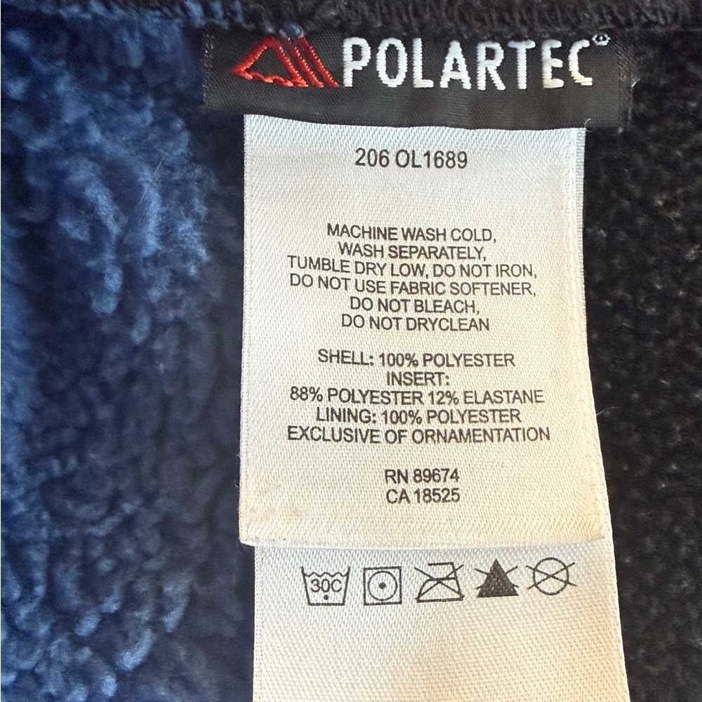 Vintage Mountain Hard Wear XL Jacket Polartec Womens Blue Black Fleece Full Zip - Picture 5 of 7